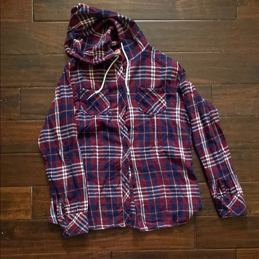 b.o.c. Women's Plaid Button Down Shirt - Red and Blue